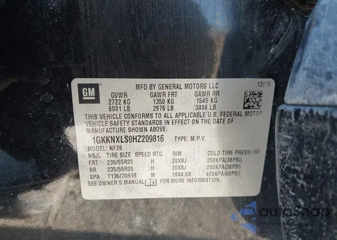 2017 GMC Acadia Denali z USA, uszkodzony, nr VIN 1GKKNXLS0HZ209816